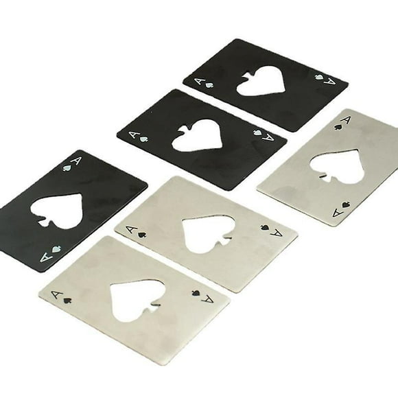 airoads ace of spades abrebotellas tamaño de tarjeta de crédito abridor de tapas de bolsillo abrelatas portátil de acero inoxidable paquete de 6 negro y plateado