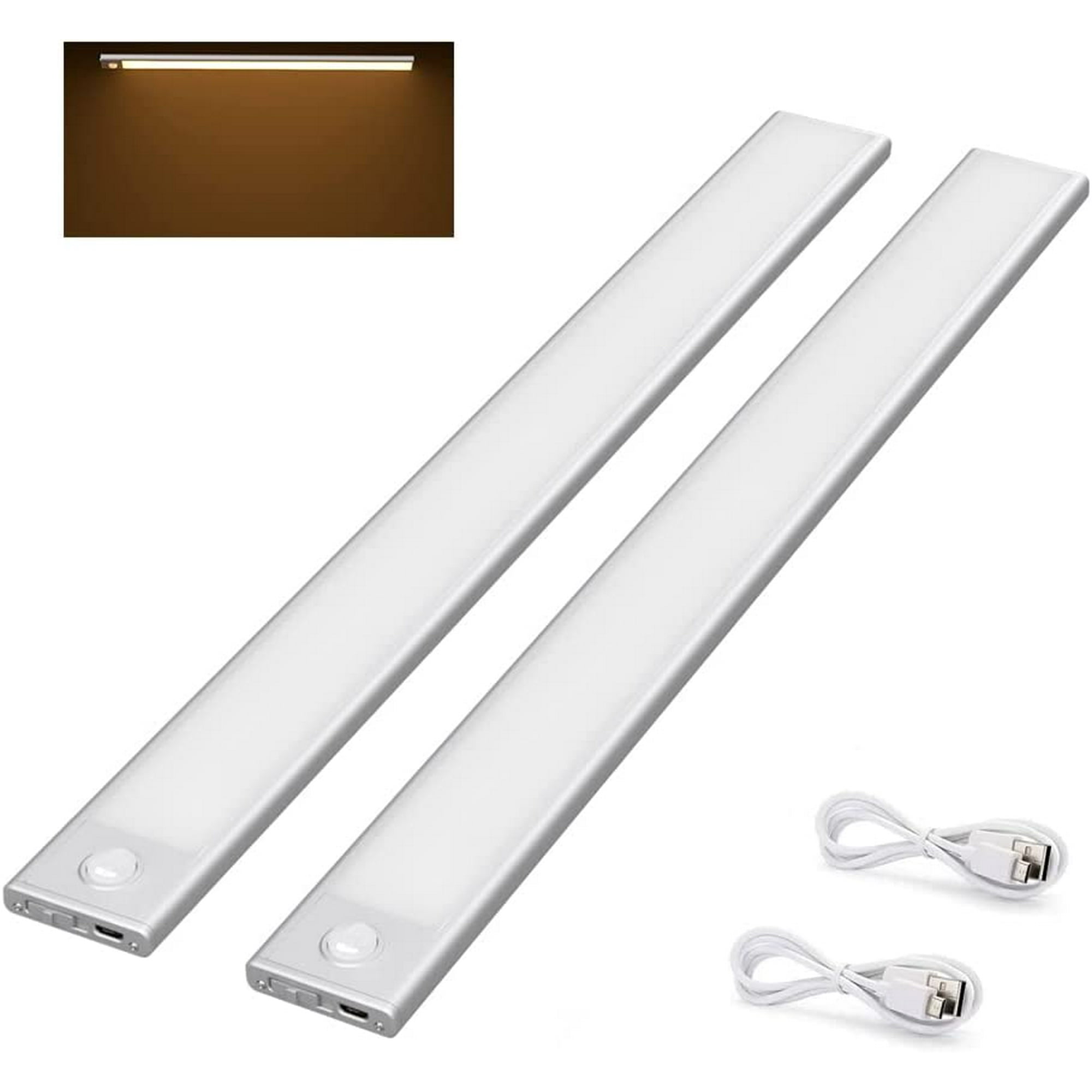 40 luces LED para armario, luz para armario con sensor de movimiento, tira  de luz LED recargable por USB, 4 modos de iluminación, luz para armario, tira  adhesiva magnética, luz nocturna LED