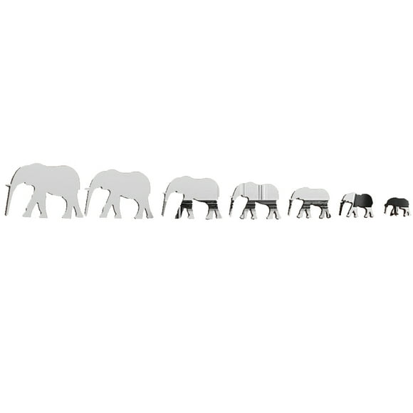 elefante 3d espejo etiqueta de la pared diy acrílico animal espejo calcomanías extraíble decoración del hogar papel tapiz 7 piezas awesitey jj1104602
