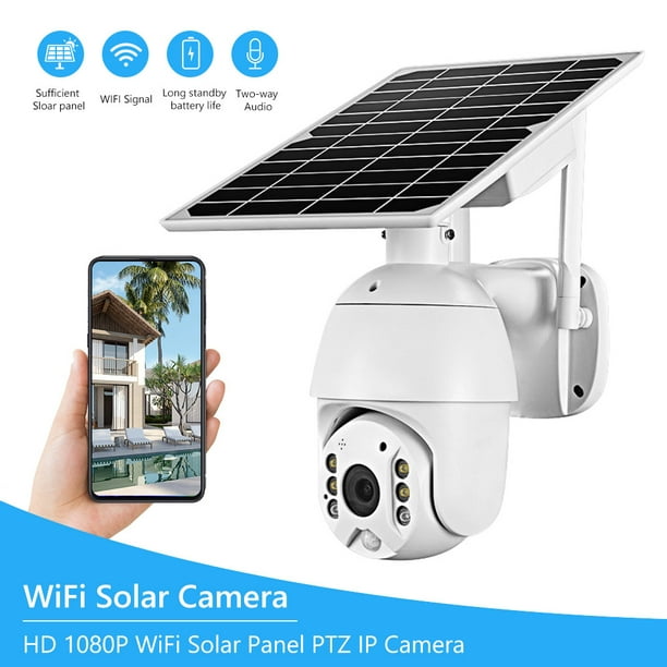 Sistema de cámara de seguridad solar WiFi inalámbrico para exteriores,  paquete de 4, cámara de seguridad alimentada por energía solar de 3 MP  (incluye