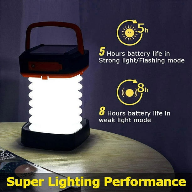 Linterna de camping recargable, luces LED para camping con 3 modos de luz,  linterna con cargador portátil impermeable para cortes de energía,  huracanes, caminatas de emergencia brillar Electrónica