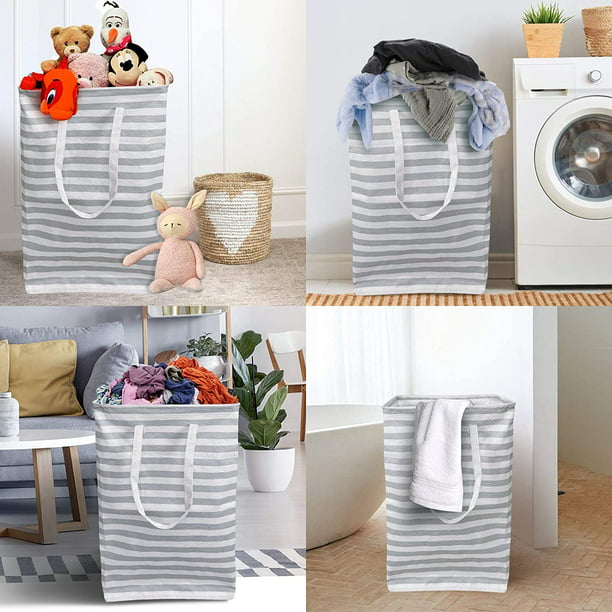 Cesto de ropa sucia Extra grande con tapa, cesta de lavandería plegable con  3 secciones, bolsas