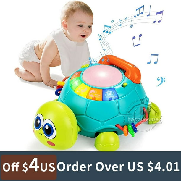Juguetes para bebés 0 6 12 meses Juguete musical de tortuga Luces de sonido  Juguete educativo Montessori para niños 1 2 3tortuga con caja zhangmengya  unisex