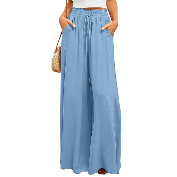 Pantalones de mezclilla holgados y cómodos de cintura alta para mujer,  pantalones rectos, jeans lavados (color azul cielo, talla: S)