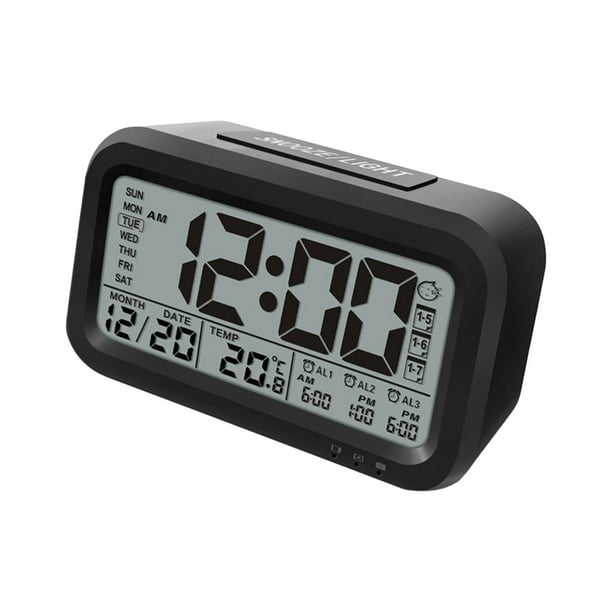 Reloj de mesa digital LCD despertador, reloj de mesa grande electrónico con  fecha y hora, temperatura de semana y noche, decoración de escritorio