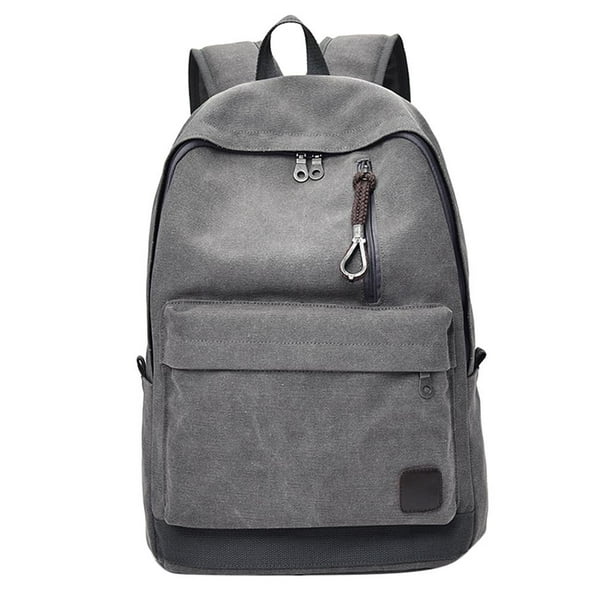 Mochila de hombre, cuero de lona vintage de 15.6 pulgadas mochila portátil  bolsa escolar para adultos lienzo, para viajes de trabajo, gris