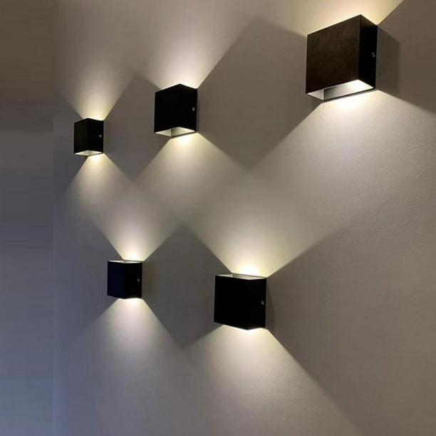 Wall Sconence Iluminación Sin enchufe Lámparas de accesorios de aluminio  Impermeable Luces de pared modernas para el del del . Negro 6W Colco  Aplique de la pared