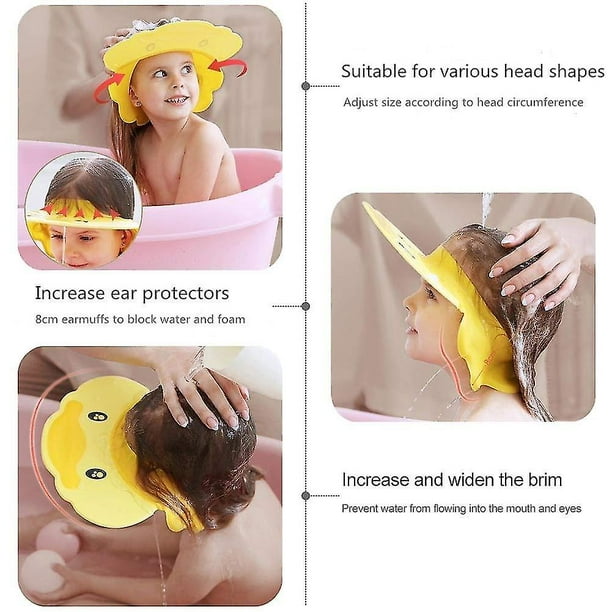 Gorro de champú para bebé, visera de ducha, sombrero para niños, lavado de  cabello, enjuague de cabello evita que el agua se acumule en la cara para