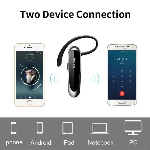 Auricular Bluetooth 24 horas Tiempo de conversación Manos libres Auricular  inalámbrico para Android iPhone New Bee B41