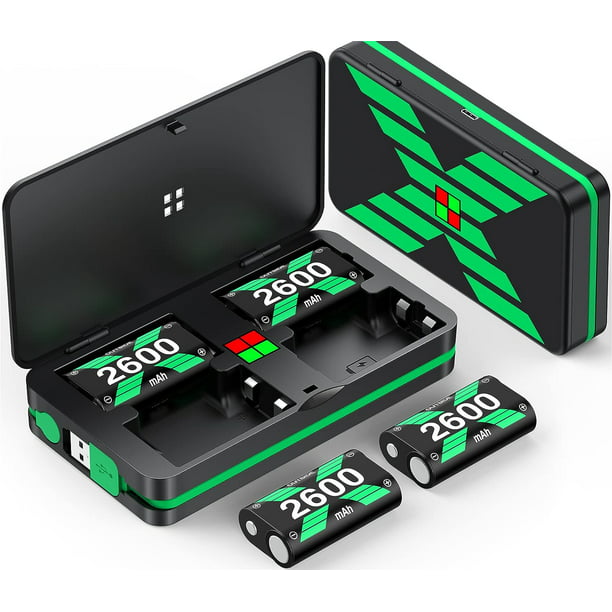 SWANPOW Paquete de baterías de carga rápida de 2 x 2600 mAh (6240 mWhx2)  con estación de carga para Xbox One/Xbox Series X/Xbox Series S/Xbox One  X|S