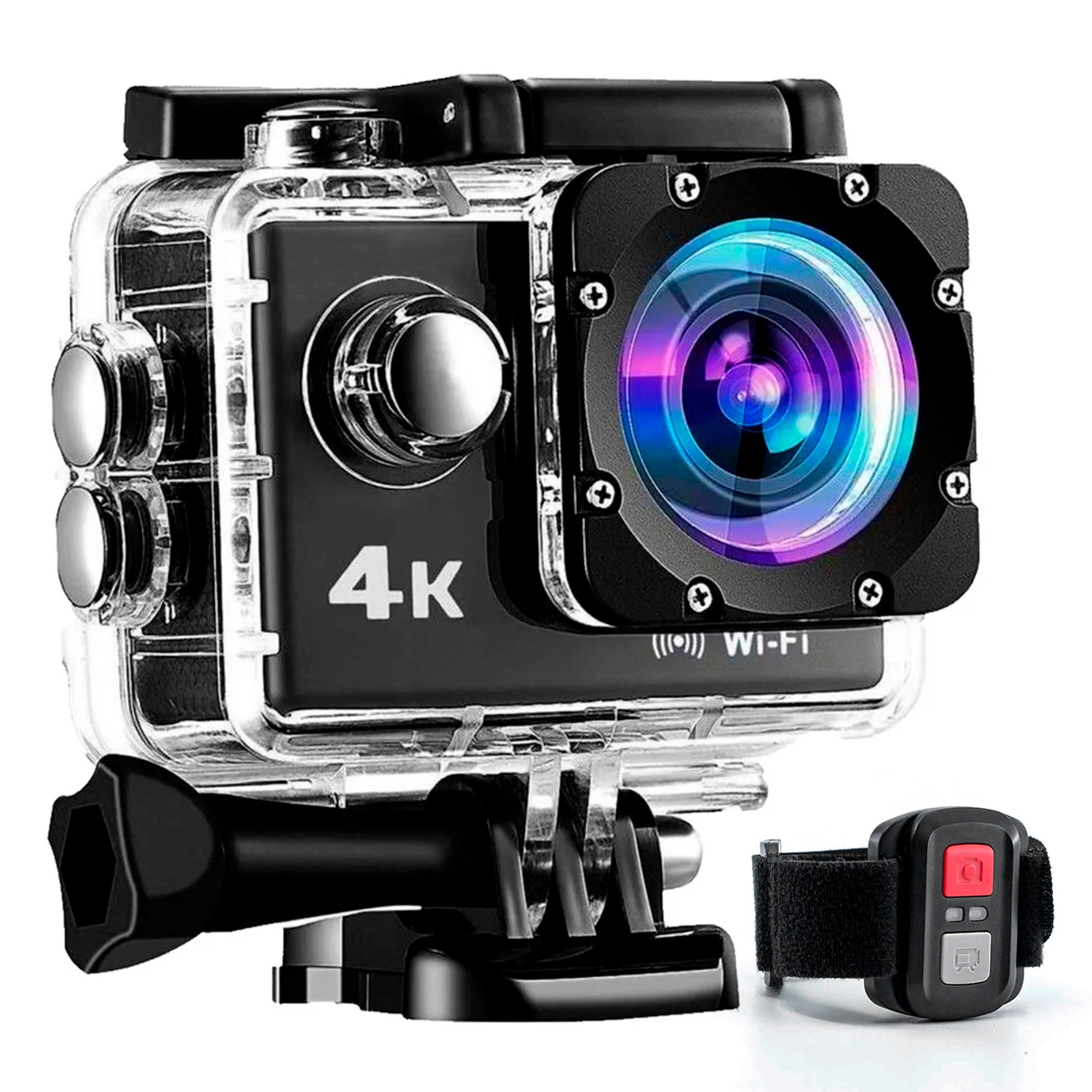 Cámara Acuática Deportiva 4k Ultra HD 16 MP WIFI Fotos Videos Negra