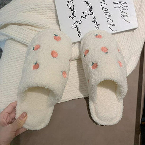 Lindas pantuflas de felpa de melocotón de dibujos animados para mujer,  calzado cálido de invierno pa YONGSHENG