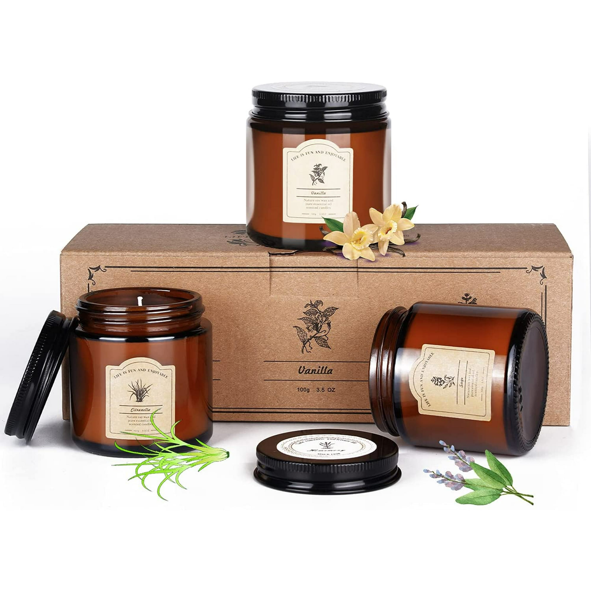 Velas perfumadas de vainilla para el hogar, velas de cera de soja  totalmente naturales con aceites esenciales, velas de cera de abeja  altamente