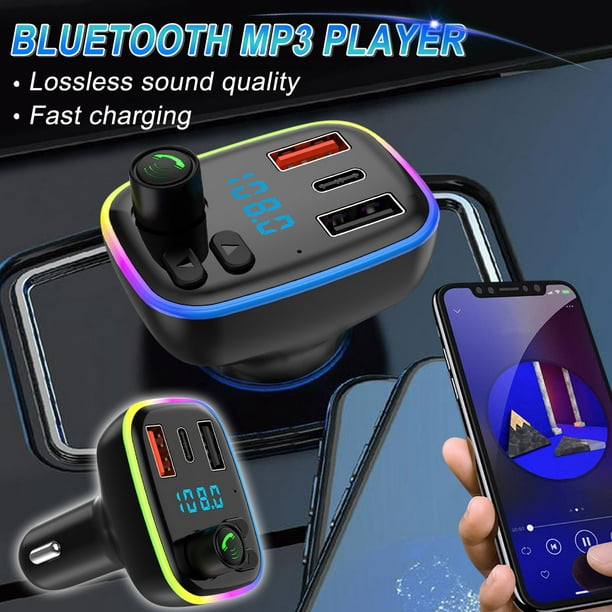  Transmisor FM Bluetooth para coche, reproductor de MP3  transmisor Bluetooth 5.0 inalámbrico manos libres 2 cargador USB,  reproductor de música transmisor FM adaptador de radio inalámbrico  compatible : Electrónica
