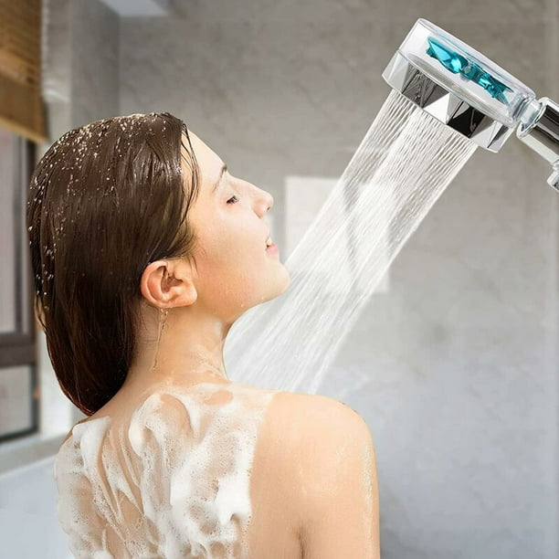 Ducha de mano, cabezal de ducha antical que ahorra agua, cabezal de ducha  de hélice de alta presión Sistema de filtro de filtro de tres niveles con 3  filtros de algodón PP