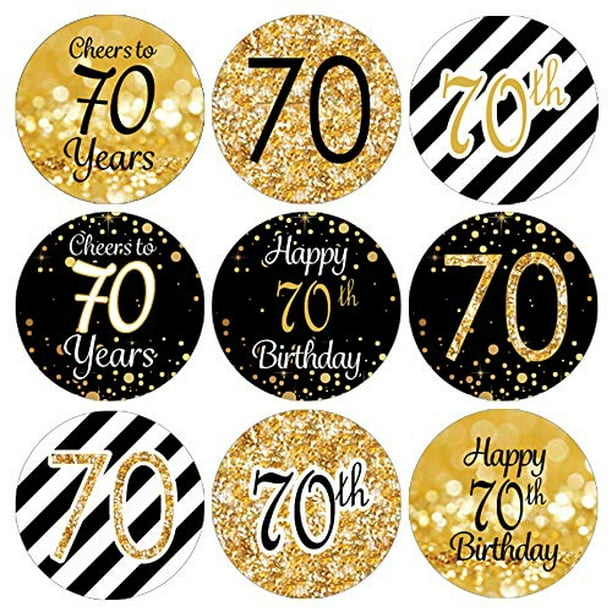 Pegatinas de fiesta de cumpleaños Nº 60, dorado y negro (Juego de 324)