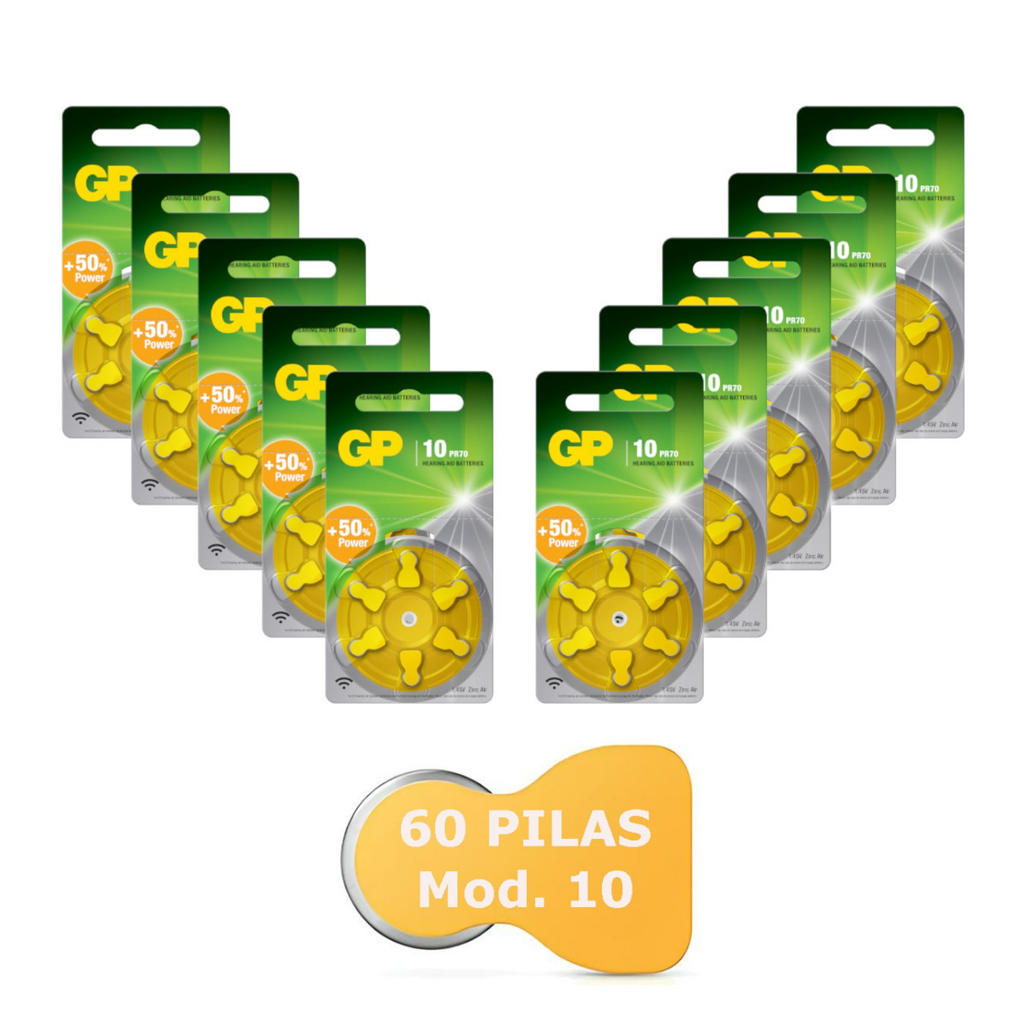 Pilas audífonos GP Mod.ZA10 (Pack 60 pilas) GP Batteries Hearing ai