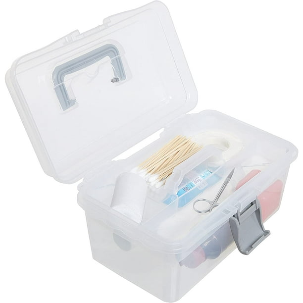 Tosnail Caja organizadora de plástico de 3 capas de 12 pulgadas, contenedor  de almacenamiento de primeros auxilios, estuche de transporte para