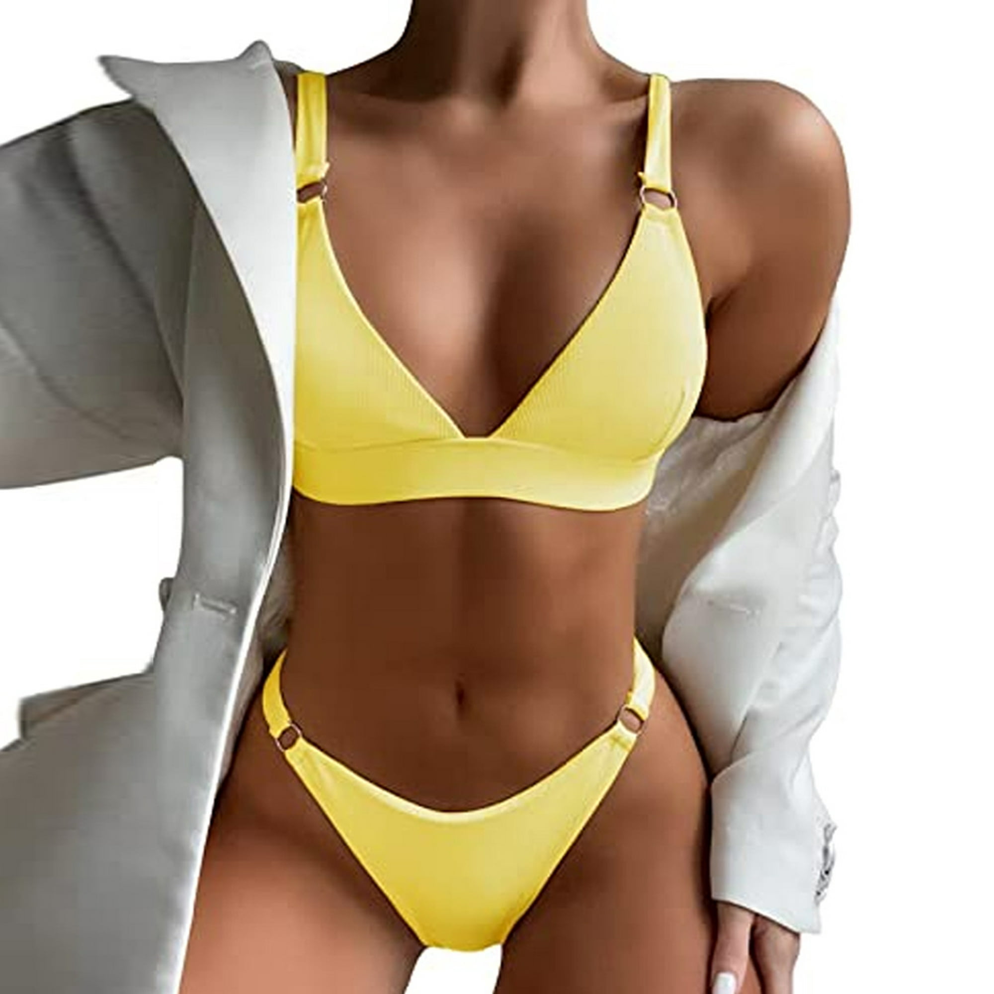 Bañador de bikini con tiras en O acanalado para mujer Bañador de tanga  atrevido Zhivalor BST3006000-1