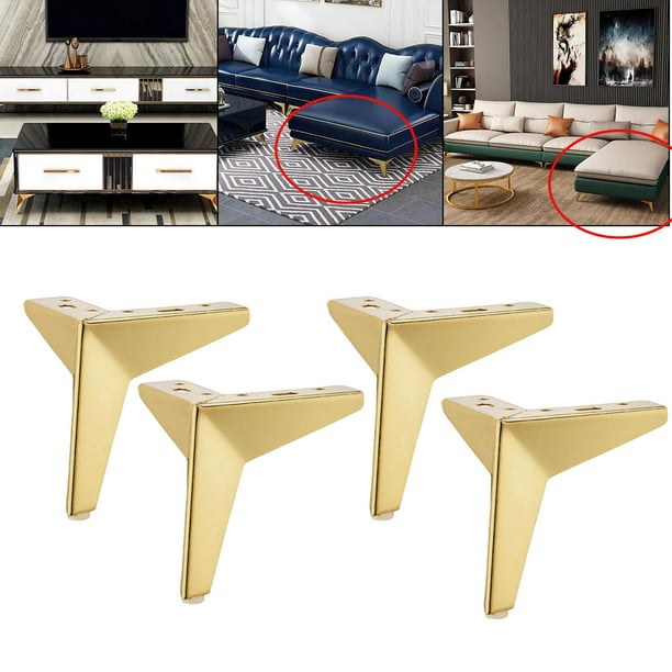 Patas de metal para sofá, patas de repuesto para muebles, patas de sofá  doradas resistentes triangulares, juego de 4 (4 pulgadas)