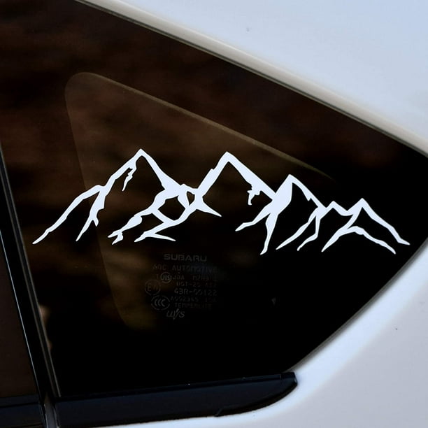 Calcomanía de vinilo para coche White Mountain de 8.0 in, gráficos  troquelados para ventana de vehículo, pegatinas de parachoques impermeables  de vinilo automotriz de grado exterior JAMW Sencillez