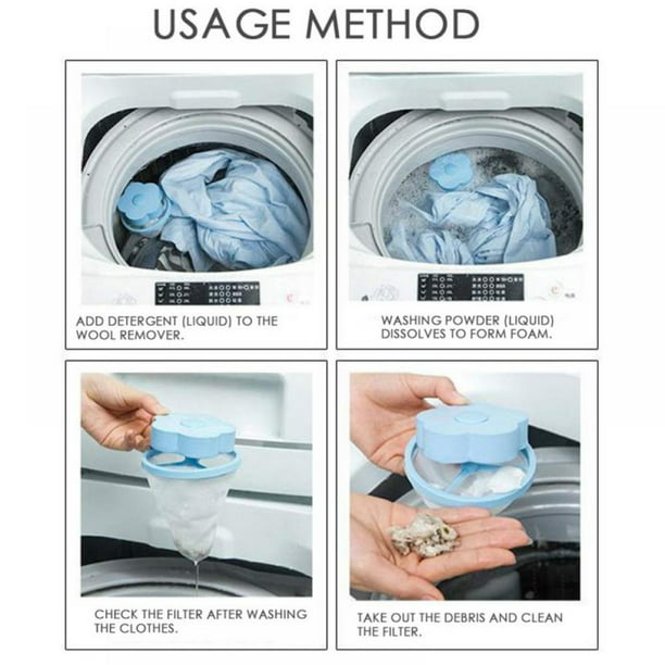  8 piezas para lavadora del hogar, trampas de pelusa para  lavadora, bolsa de malla flotante reutilizable para lavadora, bolsa de  malla flotante para filtro de cabello (azul, rosa, verde, naranja) 