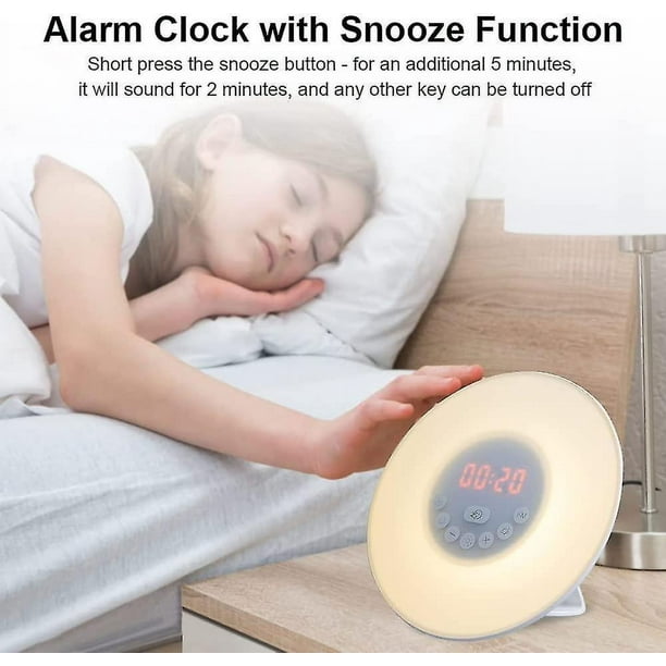 Reloj despertador con luz de amanecer para niños, adultos, Caja