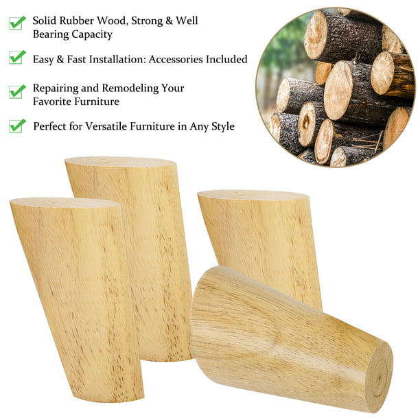 Pata fija de madera para mueble 7 cm