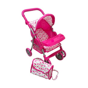 Carriola para Muñeca Accesorio The Baby Shop con llantas soft eva anti-ruido y resistentes Rosa -