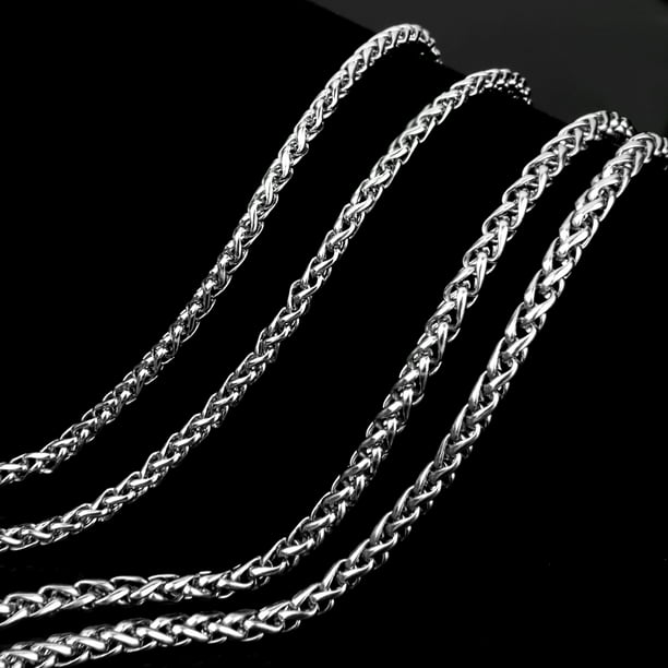 Collar de cadena de acero inoxidable plateado de 3MM para hombre Fernando  collar de cadena de acero inoxidable