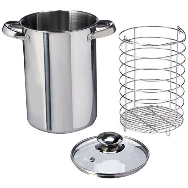 SUNHOUSE Olla de vapor para cocinar ollas de vapor de 8 pulgadas con tapa,  olla multiusos de 3 cuartos de galón de acero inoxidable con mango para