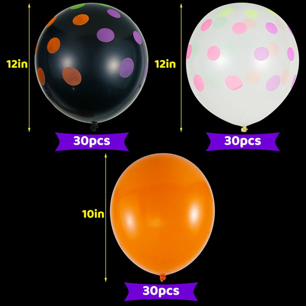 50 globos de neón de 12 pulgadas que brillan en la oscuridad, globos UV de  lunares negros, globos de látex fluorescentes para cumpleaños, bodas