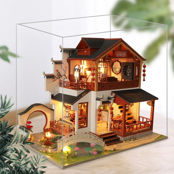 Casa de de en miniatura con decoración de muebles, casa de , mini casa,  rompecabezas de para , de Festival de Baoblaze Casa de muñecas artesanal