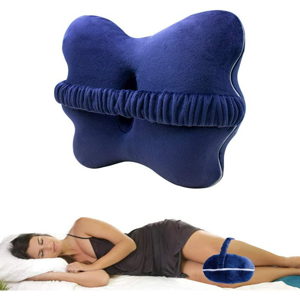 Almohada para rodillas para dormir de lado, espuma viscoelástica con banda  elástica, cojín con forma de mariposa azul para dormir de lado, soporte para  la espalda y la cadera JFHHH pequeña