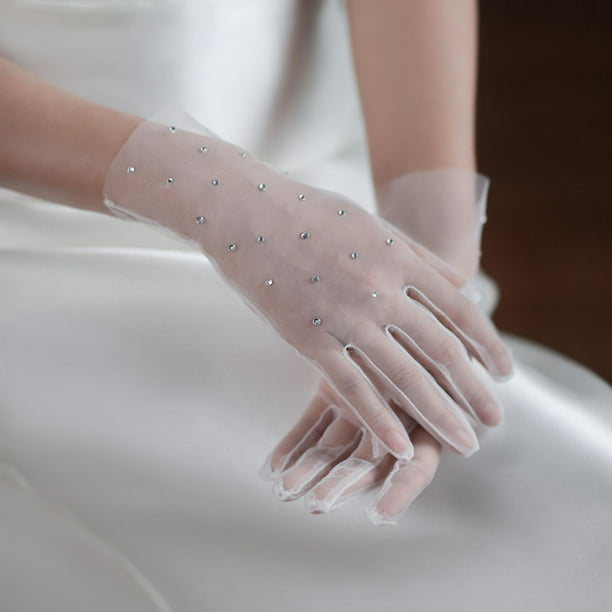 Guantes blancos para , guantes cortos de moda con dedos completos,  multifunción, duraderos para boda, cena, mujeres, niñas, Soledad Guantes de  mujer