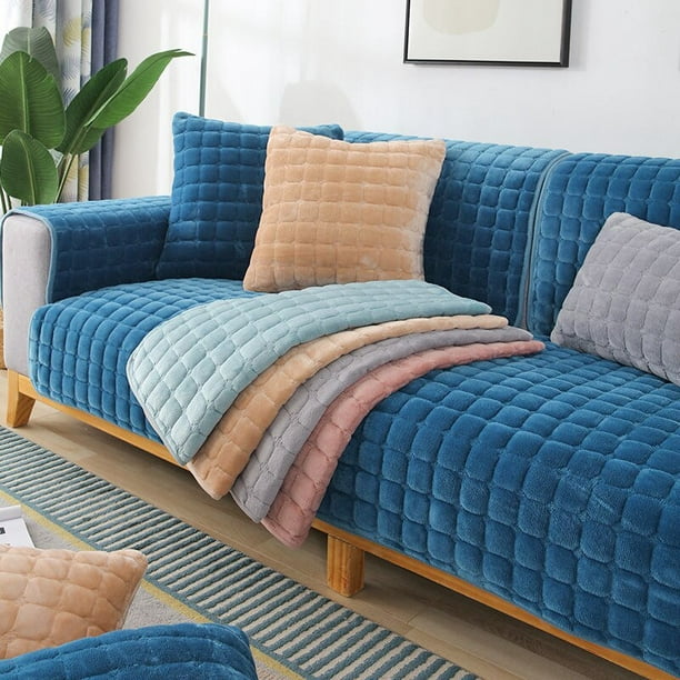 Comprar Cojín de sofá de franela de felpa, suave y cómodo, engrosado para  invierno, antideslizante, tela moderna y sencilla, funda de toalla para sofá  de cuero, paquete completo