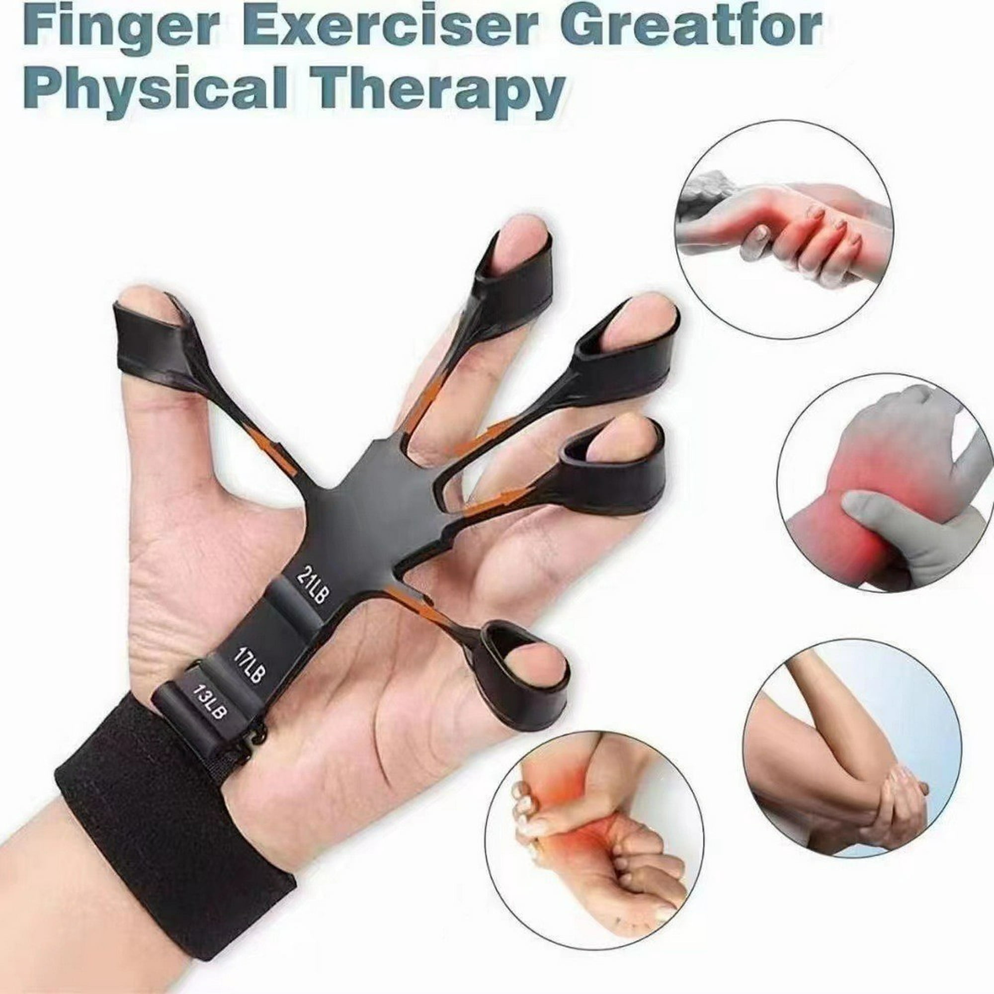 Fortalecedor de agarre de mano, ejercitador de dedos ajustable y estirador  de dedos, entrenador de fuerza de agarre para terapia de manos, escalada en