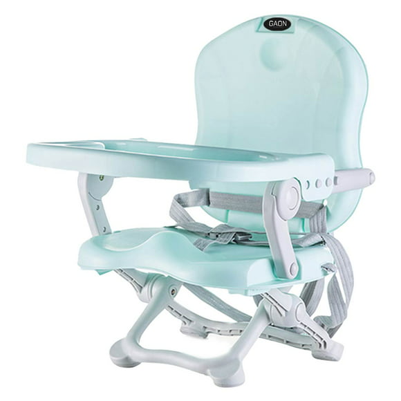 silla periquera de bebe portátil plegable con altura regulable con charola para comer azul baby gaon booster