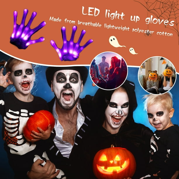 Led 1 par de guantes luminosos LED brillan intensamente Halloween esqueleto manopla fies Likrtyny Libre de | Bodega Aurrera en línea