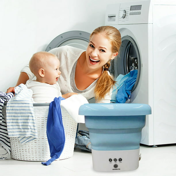 Lavadora Eléctrico Mini lavadora plegable para limpieza de cubos de ropa  interior de calcetines (azul UE) Likrtyny