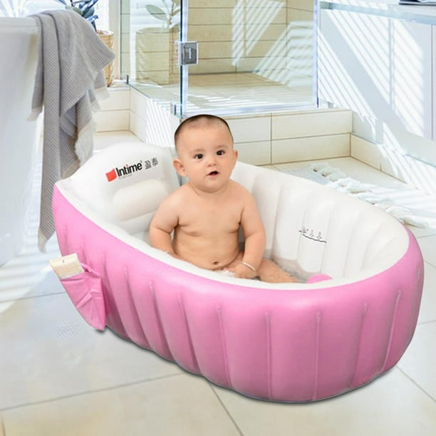 Bañera inflable para bebés con bomba de aire con soporte para la espalda  Lavabo de ducha portátil para pequeños Piscina inflable de PVC liviano Rosa  kusrkot Bañera inflable
