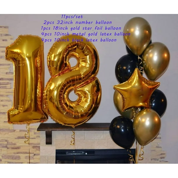 Globo de cumpleaños con número de corazón de oro rosa, 18 años, decoración  de fiesta de cumpleaños, Casa Fiesta