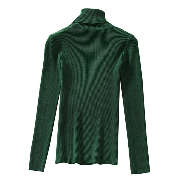 Essentials Suéter ligero de manga larga con cuello alto falso para  mujer