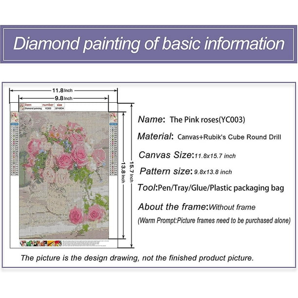 Kit Pintura Diamante 5d Adultos Rosas Azules 30x40
