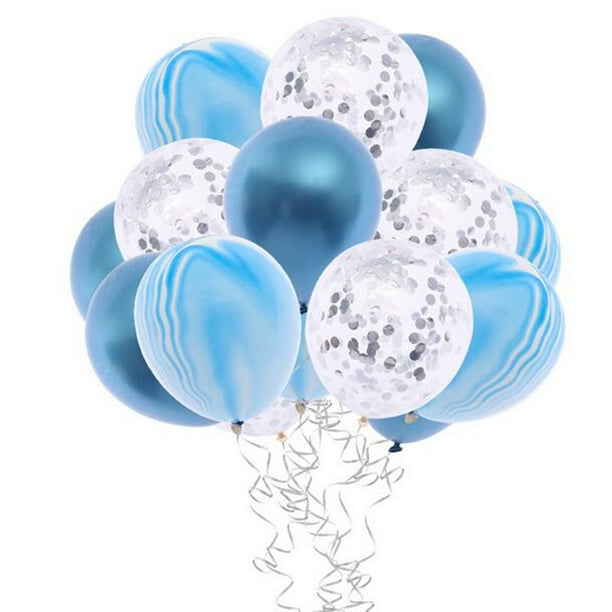 Juego Globos Confeti Fiesta Cumpleaños 1 Niño Azul 21 Piezas