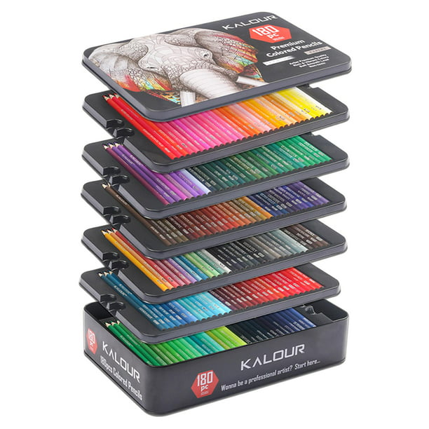 Lápices , colores profesionales en caja, núcleos suaves, para dibujar,  dibujar, sombrear y colorear, lápices vibrantes para - 180 color 180  Coloreado Sunnimix Dibujar lápices de dibujo
