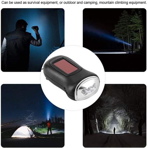 Linterna de camping eléctrica LED, linterna solar portátil de manivela para  emergencia, linterna recargable de supervivencia brillante con largas