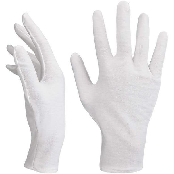 12 pares de guantes blancos de algodón, guantes de algodón suave