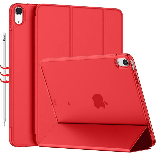 Funda para iPad Air 4 2020 - Funda para iPad Air de 4ta generación de 10,9  pulgadas, cubierta delgada y liviana con parte trasera dura esmerilada  translúcida [compatible con Touch ID] (rojo)