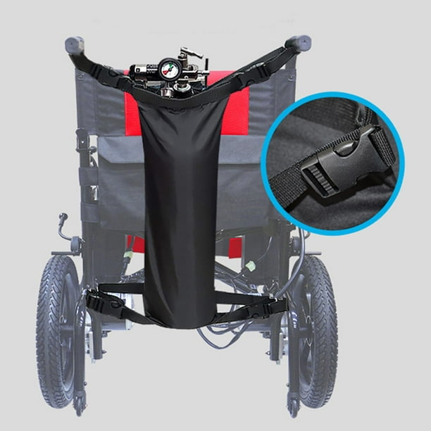 Bolsa cilíndrica de oxígeno para sillas de ruedas con hebillas, se adapta a  cualquier silla de ruedas, color negro (se adapta a la mayoría de